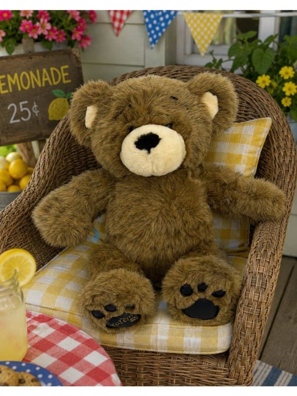 VTG ‘98 Build A Bear Bearemy Retired 15" Plush Teddy Bear Brown Faux Leather